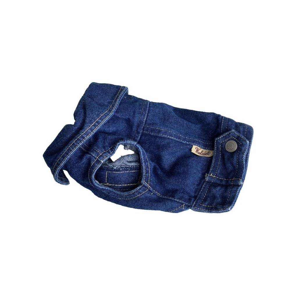 Woolrich Denim Dog  Coat Small Jean Light Wash, Hook-n-Loop Closure Collar Small